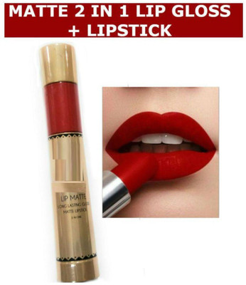 FEGURO long lasting matte 2 in 1 lipstick red color(red, 8 g)
