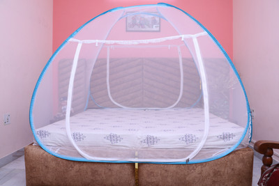 DAYGLOW Polyester Adults Washable mosquito net for double bed Mosquito Net(Blue, Tent)