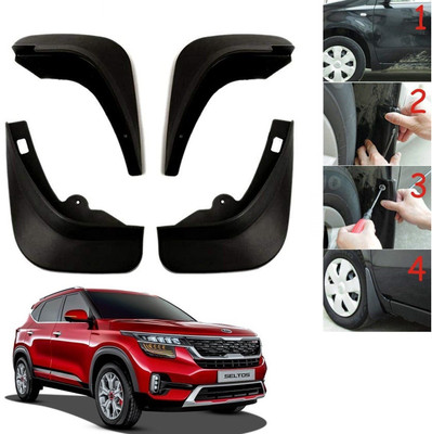AuTO ADDiCT Front Mud Guard, Rear Mud Guard For Kia Seltos NA(Black)