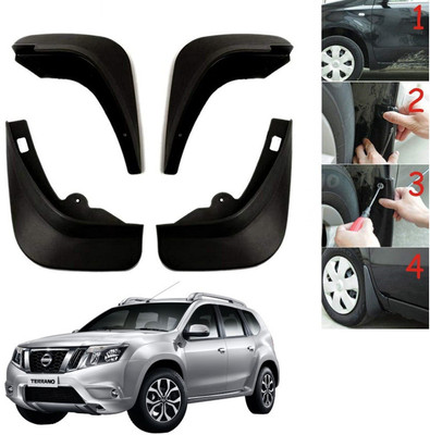 AuTO ADDiCT Front Mud Guard, Rear Mud Guard For Nissan Terrano NA(Black)