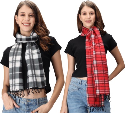 Trendy World Checkered Women Muffler(Pack of 2)