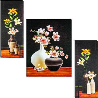 Indianara Digital Reprint 12 inch x 18 inch Painting(With Frame, Pack of 3)
