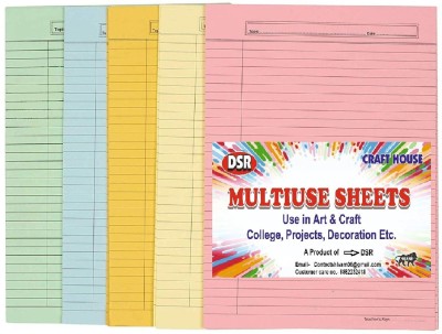 DSR Thick Coloured One Side Ruled A4 100 gsm Project Paper(Set of 1, Multicolor)