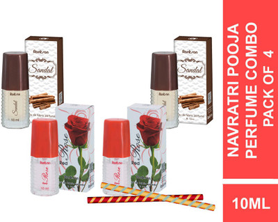 Rankson Navratri Pooja Gift Set Red Rose & Sandal Eau De Fabric Spray Perfumes - 40ml (Pack of 4 - 10ml each) Perfume  -  40 ml(For Men & Women)