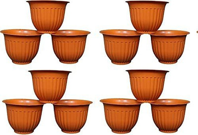 ShopGlobal Stylish Planter Set Indoor Outdoor Flower Pots Plant Container Set (Set of 12) Plant Container Set(Pack of 12, Plastic)