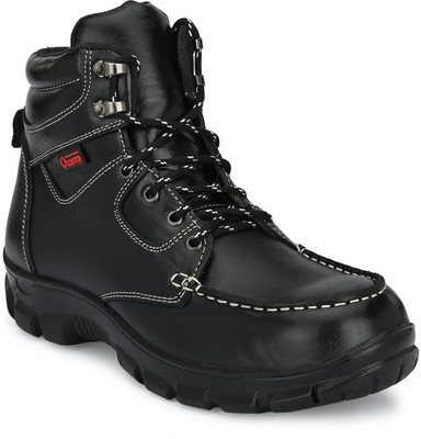 Ozarro Steel Toe Leather Safety Shoe(Black, S1, Size 7)