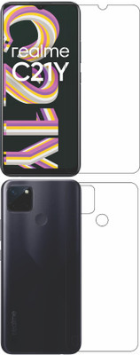 wooden craft Front and Back Tempered Glass for Realme C21Y {Flexible}, RMX3261, C21Y(Pack of 2)