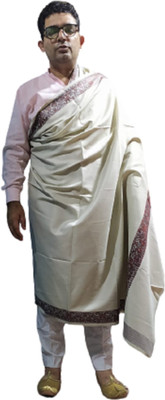 KASHMIR HANDLOOM Cashmere Self Design Men Shawl(White)
