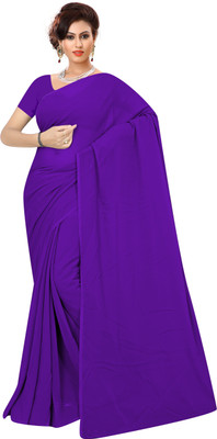 Sidhidata Dyed, Solid/Plain Bollywood Georgette Saree(Purple)