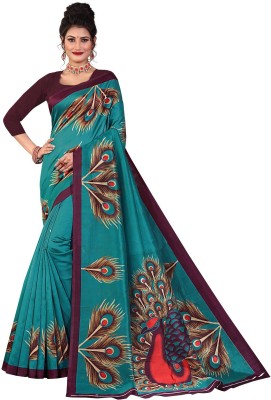 THE PRIVATE LABLE Printed Daily Wear Art Silk Saree(Blue)