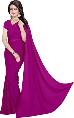 Sidhidata Dyed, Solid/Plain Bollywood Georgette Saree(Purple)