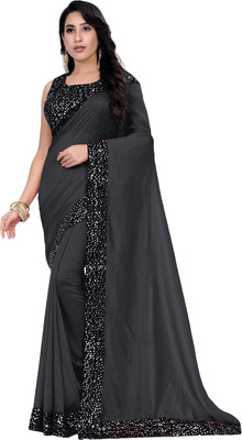 Aadishakti Fashion Solid/Plain Bollywood Art Silk Saree(Grey)