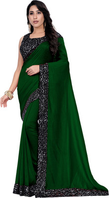 Aadishakti Fashion Solid/Plain Bollywood Art Silk Saree(Green)