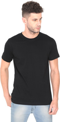 TURTEE Solid Men Round Neck Black T-Shirt