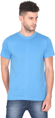 TURTEE Solid Men Round Neck Light Blue T-Shirt