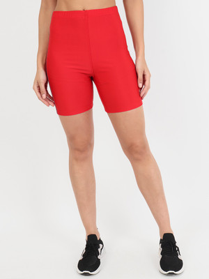 Beau Design Solid Women Red Cycling Shorts