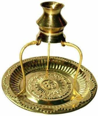 NAVYAKSH Brass Pooja Plate Thali with Shivling Stand and Abhishek Lota Kalash . Decorative Showpiece  -  12 cm(Brass, Gold)