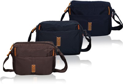 NFI essentials Brown, Blue, Black Sling Bag Men's Sling Bag Pack of 3 Stylish Cross Body Travel Office Business Messenger Bag for Men Women(Pack of 3)