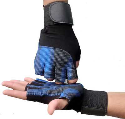 GymWar Workout Gloves with Wrist Support for Gym Workouts, Pull Ups Gym & Fitness Gloves(Blue)