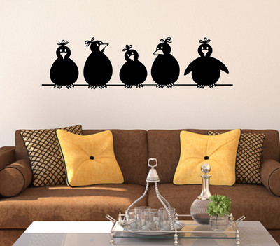 WALLDECORS 60.96 cm WALLDECOR GROUP OF BIRDS WITH DIFFERENT REACTIONS IMAGE Self Adhesive Sticker(Pack of 1)