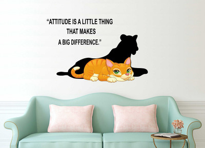 Wallzone 80 cm Cat With Quotes Removable Sticker(Pack of 1)