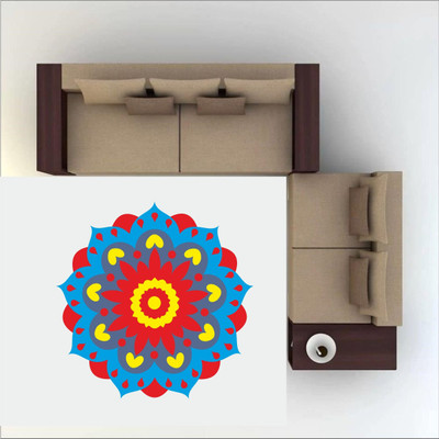 Saiii Designs 30 cm Diwali Special - Colourful Decorative Rangoli Sticker Size- 30 cm x 30 cm Set of 1 Self Adhesive Sticker(Pack of 1)