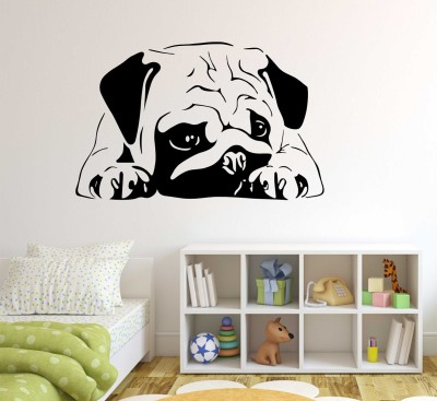 WALLSTICK 45 cm Lonely Pug Dog wallsticker Self Adhesive Sticker(Pack of 1)