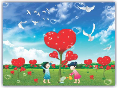 Jagvii 60 cm Heart Self Adhesive Sticker(Pack of 1)