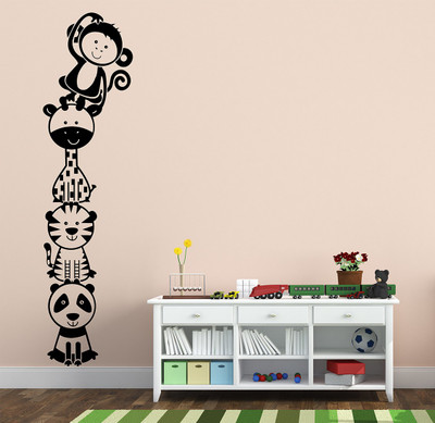 LANSTICK 91.44 cm PANDA,MONKEY,CAT ONE ON ONE TOP STICKER Self Adhesive Sticker(Pack of 1)