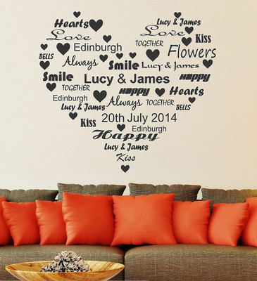 LANSTICK 91.44 cm LETTERS IN HEART DESIGN STICKER Self Adhesive Sticker(Pack of 1)
