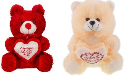 GOD GIFT GALLERY Teddy Bear Soft Stuffed Toys Red And Brown Combo Pack Of 2  - 26.2 cm(Red, Beige)