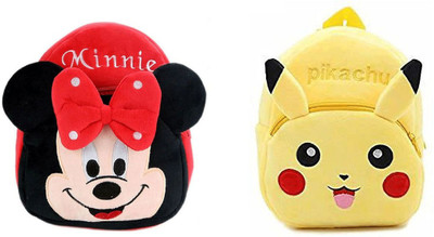 A Little Swag BM-combo of 2 red minnie ,yellow pikachu_641 12 L Backpack(Multicolor)