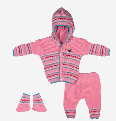 Fit N Fame Baby Boys & Baby Girls Casual Sweater Sweater(PINK)