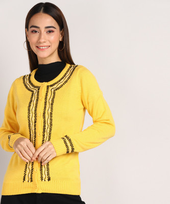 Anmi Self Design Round Neck Casual Women Multicolor Sweater