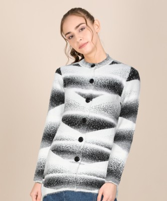 TAB91 Colorblock High Neck Casual Women Black, White Sweater