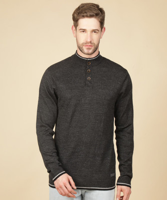 PETER ENGLAND Self Design Casual Men Grey Sweater