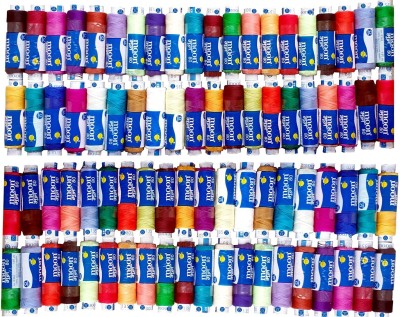 DHAGA 100 Thread Spools (25 Shades, Each 4 In No.) Multicolor Thread(150 m Pack of100)