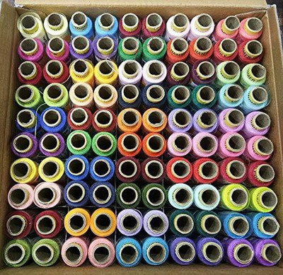 EraCraft 100 Thread Spools (25 Shades, Each 4 In No.) Multicolor Thread(150 m Pack of100)