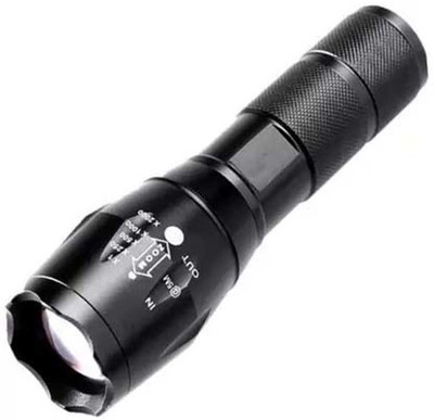 Small Sun Bright powerful electric chargeable torch waterproof LED black flashlight long range focus 5 mode torchlight Torch(Black, 12 cm, Rechargeable)