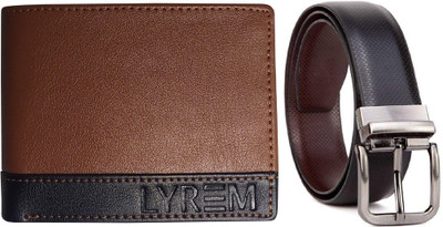 LYREM Wallet & Belt Combo(Tan, Black)