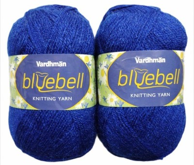 RCB Vardhman Bluebell Royal Blue 300 GM (1 Ball, 100 GM Each) Wool Ball Hand Knitting Wool/Art Craft Soft Fingering Crochet Hook Yarn, Needle Acrylic Knitting Yarn Thread Dyed Shade No-21