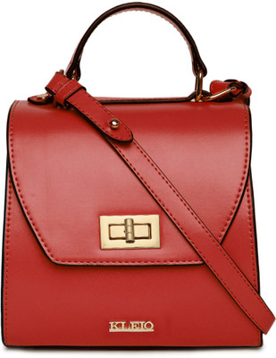 KLEIO Solid Color Top Handle Structured Handbag for Women Girls Waterproof Shoulder Bag(Red, 3 L)