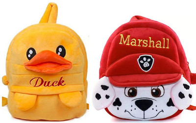 Zoi Soft Toy Bag Duck & Marshall Plush Bag For Cute Kids 2-5 Years Plush Bag (Multicolor, 4 L) 4 L Backpack(Multicolor)