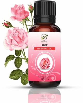 VIRTUAL Rose Essential oil For Anti-Aging, Acne, Dry Skin, Wrinkles & Thick Hair Pure and Natural Therapeutic grade Steam Distilled oil- 15 ML(15 ml)