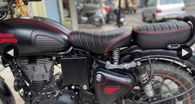 AHLMOTOR Split Black Seat Cover Front & Rear For Royal Enfield Classic Split Bike Seat Cover For Royal Enfield Classic, Classic 500, Classic 350