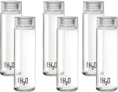 PRAGATI SALES Cello H2O Sodalime Glass Fridge Water Bottle with Plastic Cap ( Set Of 6 - Grey ) 1000 ml Bottle(Pack of 6, Grey, Plastic)