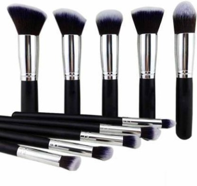 swenky Makeup Brushes Cosmetic Makeup Brush Set for Foundation, Blush, Eye shadow, Eyelash, Lip and Brow, Portable Small stylist Makeup Brush Set 10 PCS (BLACK) (Pack of 10)(Pack of 10)