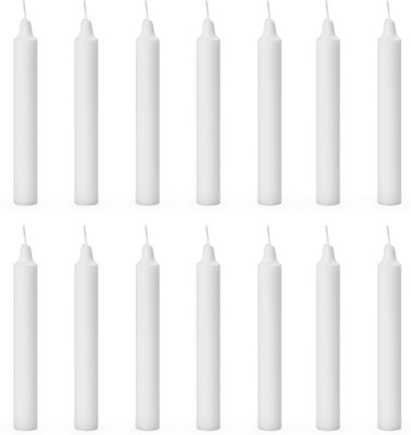 AuraDecor Stick Candle Set Of 14 (White) Candle(White, Pack of 14)