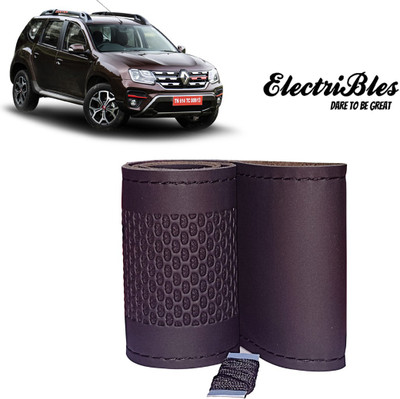 ELECTRIBLES Hand Stiched Steering Cover For Renault Duster(Black, Leatherite)