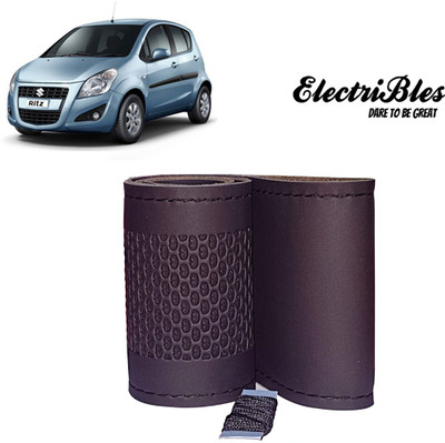 ELECTRIBLES Hand Stiched Steering Cover For Maruti Ritz(Black, Leatherite)